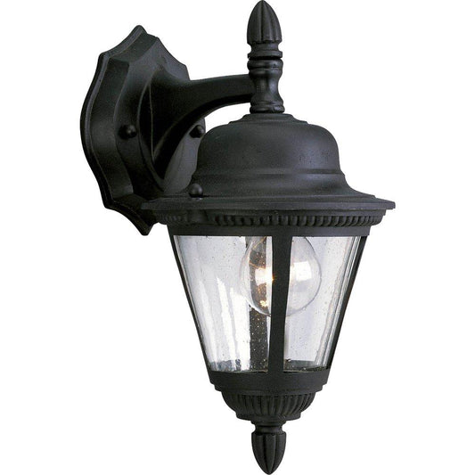 Progress Lighting Westport 1-Light 60W Outdoor Wall Lantern with Clear Seeded Glass in Black
