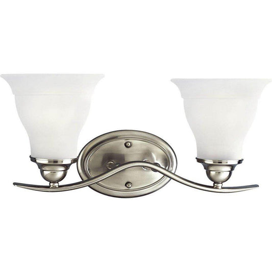 Progress Lighting Trinity 100W 2-Light Vanity Light Fixture with Etched Glass Brushed Nickel