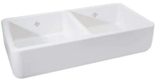 Shaws Original 36-5/8 in. Farmhouse Fireclay Double Bowl Kitchen Sink in White