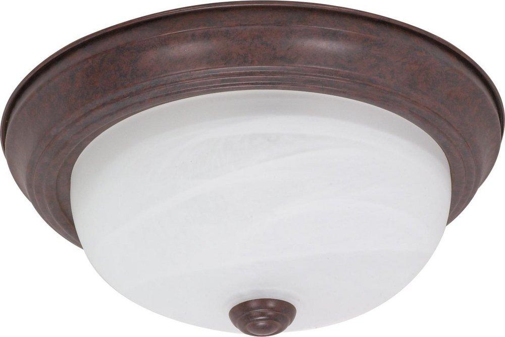 13 in, 2-Light 60W Flush Mount Ceiling Fixture Old Bronze