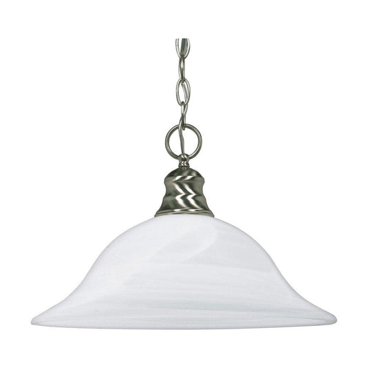 1 Light 100W 16 in. Alabaster Glass Pendant Brushed Nickel