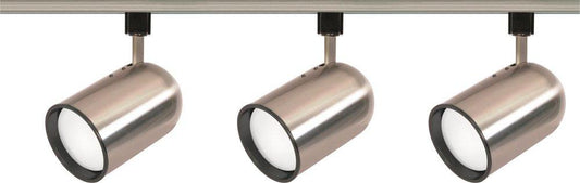 3-Light R30 Bullet Cylinder Track Kit - 4ft Track - Brushed Nickel Finish