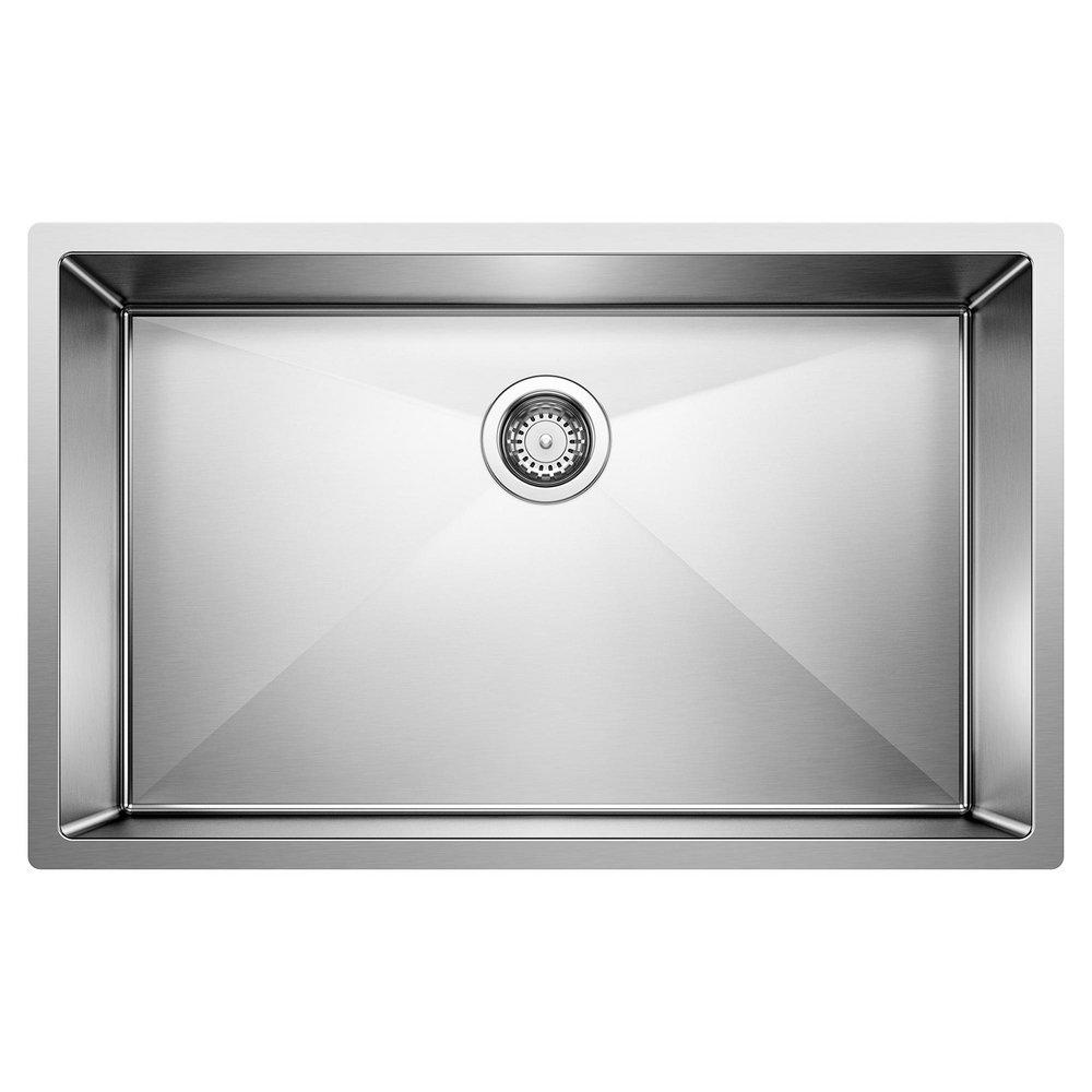 BLANCO Precision 32 in. Undermount Stainless Steel Single Bowl Kitchen Sink in Polished Satin
