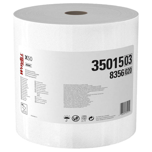 WypAll® X50 13-2/5 x 9-4/5 in. Jumbo Wipes Roll in White