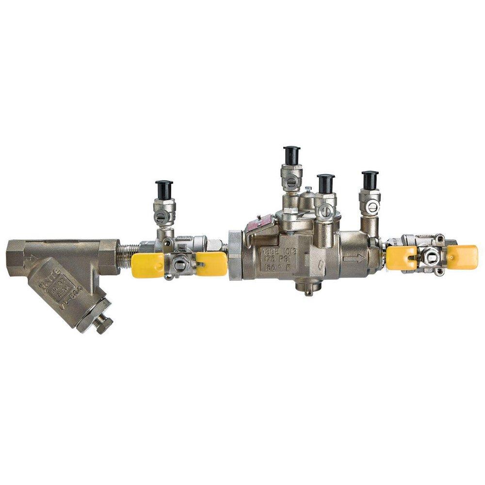 Watts Series SS009 1/2 in Stainless Steel FPT Reduced Pressure Zone Assembly with Quarter-Turn Ball Valves and Strainer
