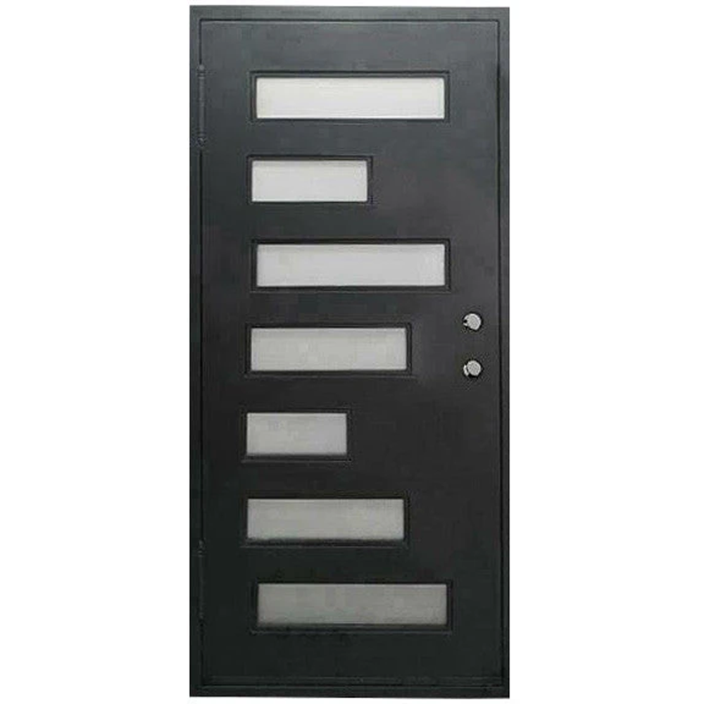7 Lite 3/0x6/8 Wrought Iron Prehung Front Door