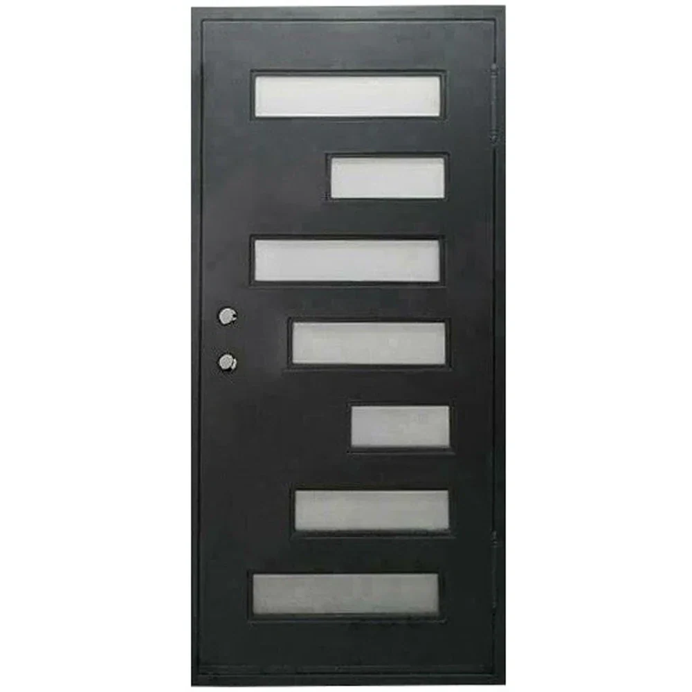 7 Lite 3/0x6/8 Wrought Iron Prehung Front Door