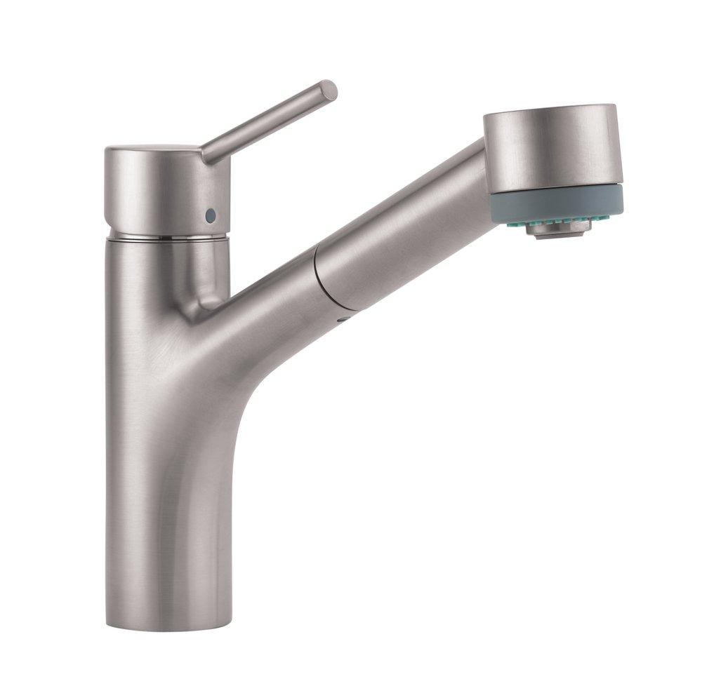 Hansgrohe Talis S Single Handle Pull Out Kitchen Faucet in Steel Optic
