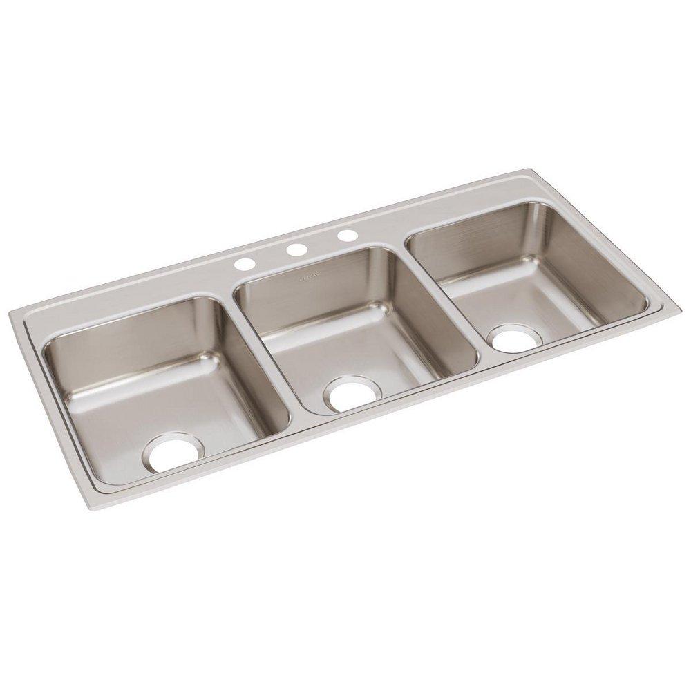 Elkay Lustertone® 46 in. Drop-in Stainless Steel Triple Bowl Kitchen Sink in Lustrous Satin