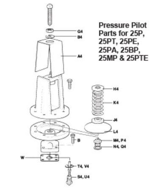 25P, 25PT, 25PE, 25PA, 25BP, 25MP & 25PTE Pressure Pilot Square Gasket, (Set of 3), W