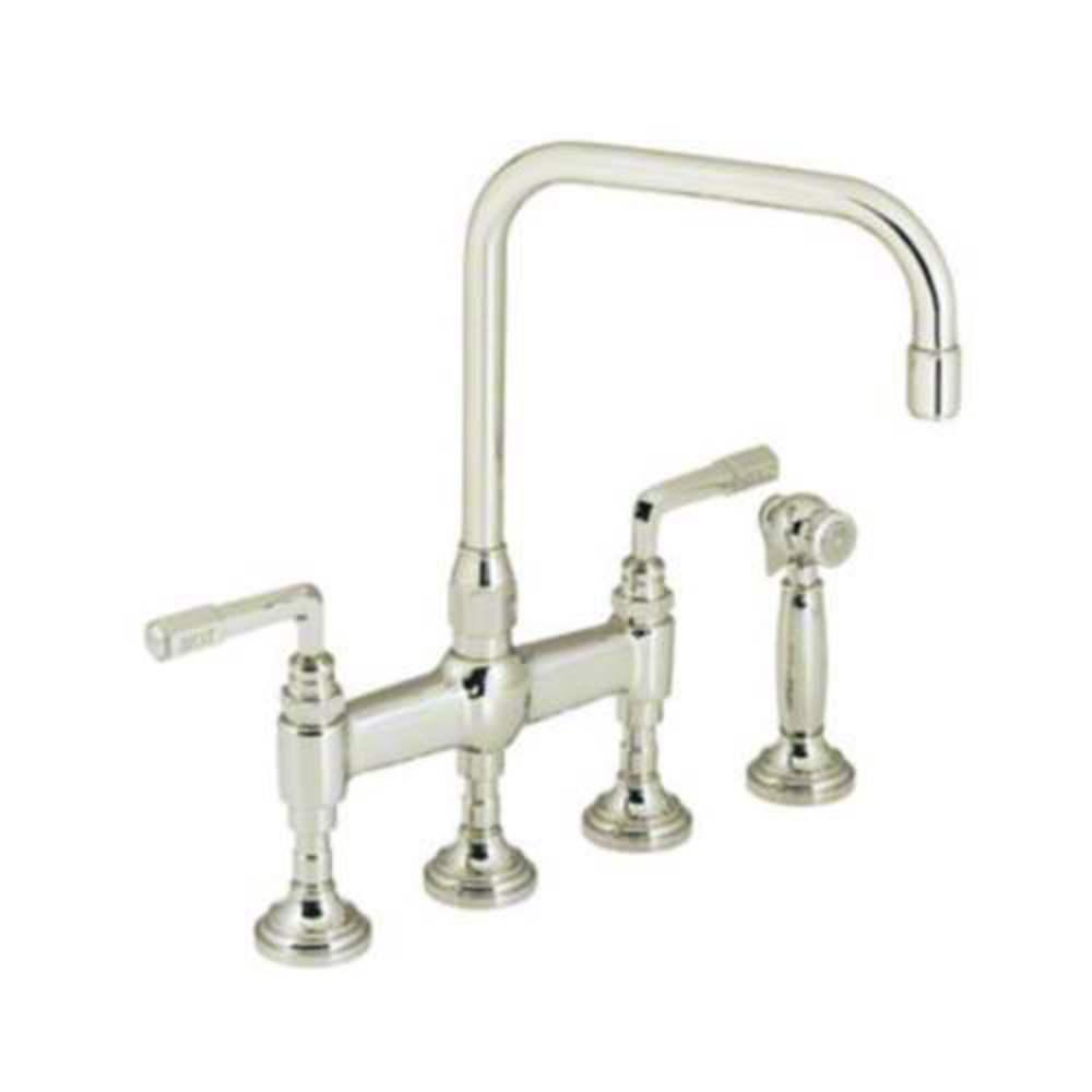 Kallista For Town Two Handle Bridge Kitchen Faucet with Side Spray in Nickel Silver