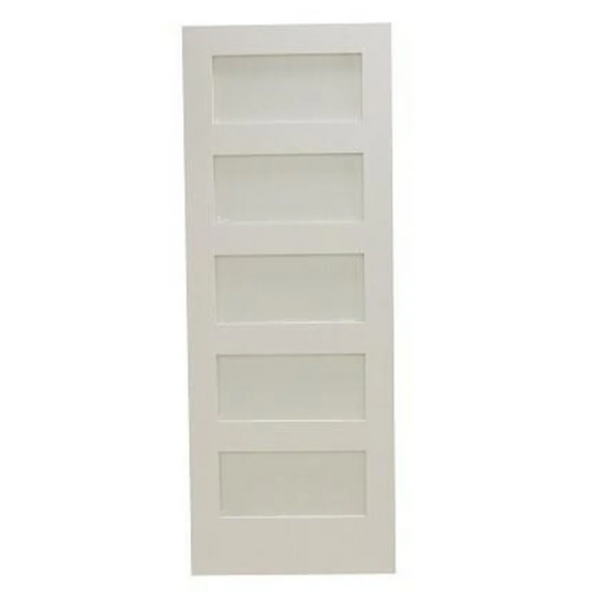 30 in x 80 in Shaker 5-Lite Frost Solid Core Primed MDF Interior Door Slab