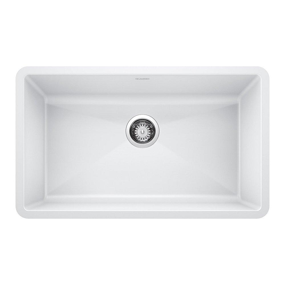 BLANCO Precis 32 in. Undermount Silgranit Single Bowl Kitchen Sink in White
