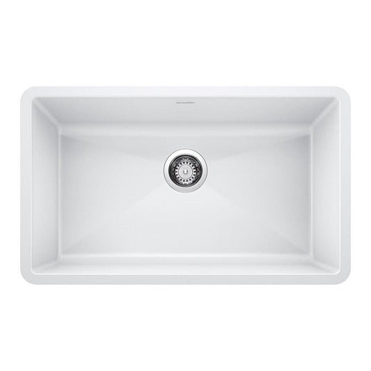 BLANCO Precis 32 in. Undermount Silgranit Single Bowl Kitchen Sink in White