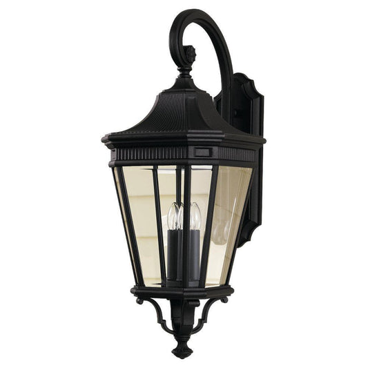Visual Comfort & Co. Generation Lighting Cotswold Lane 12 in. 60W 3-Light Candelabra E-12 Incandescent Wall Lantern in Black