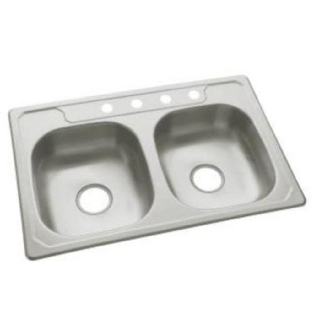 Sterling Middleton® 33 in. Drop-in Stainless Steel Double Bowl Kitchen Sink in Luster Stainless Steel