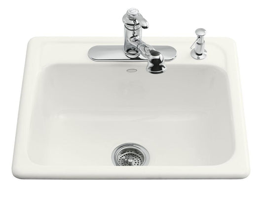KOHLER Mayfield™ 25 in. Drop-in Cast Iron Single Bowl Kitchen Sink in White