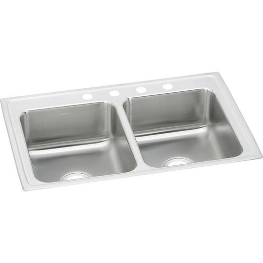 Elkay Lustertone® 33 in. Drop-in Stainless Steel Double Bowl Kitchen Sink in Lustrous Satin