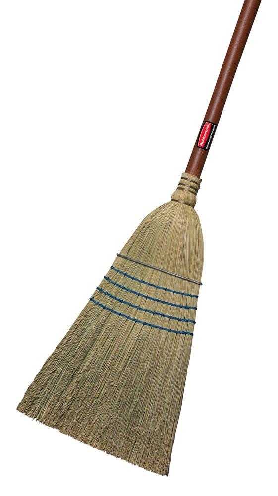 56 in. Corn Fiber Bristles Janitor Broom in Blue