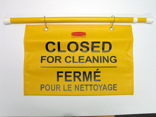Closed for Cleaning Hanging Safety Sign in Yellow