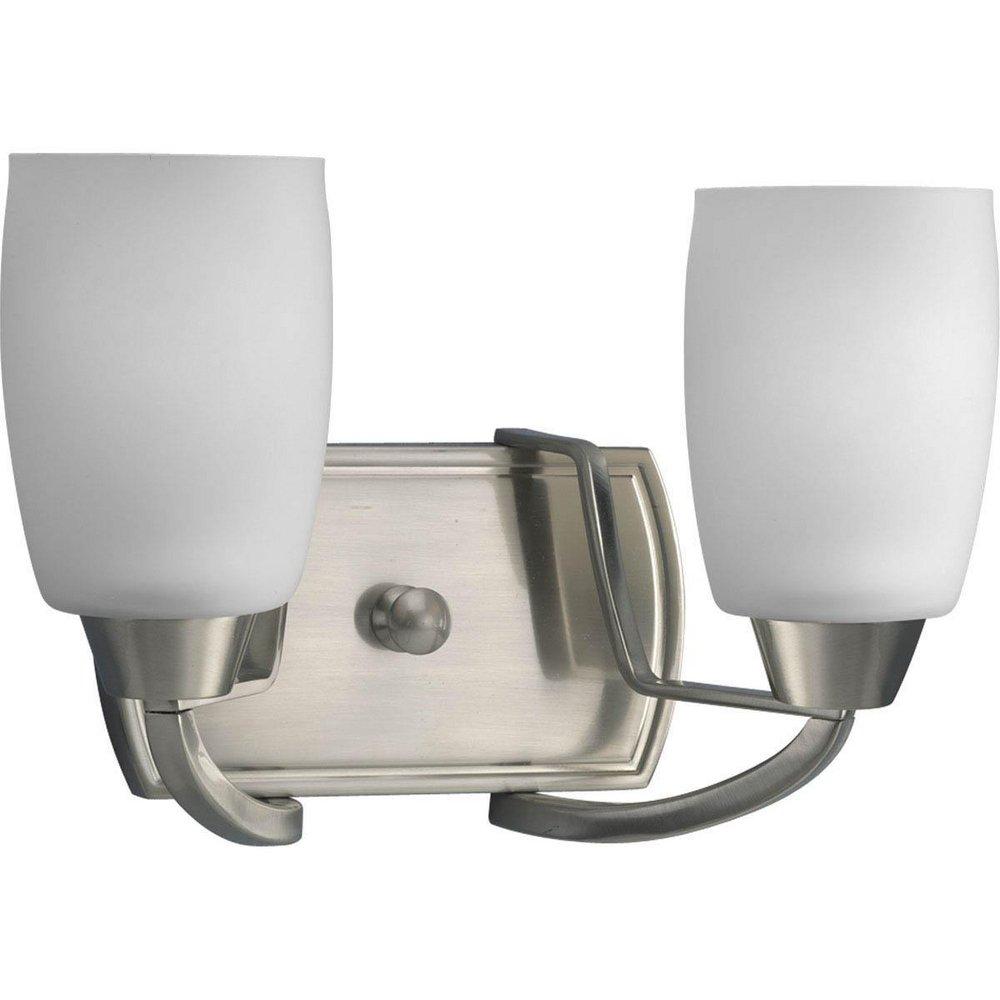 Progress Lighting Wisten 200W 2-Light Vanity Light Fixture with Opal Glass in Brushed Nickel