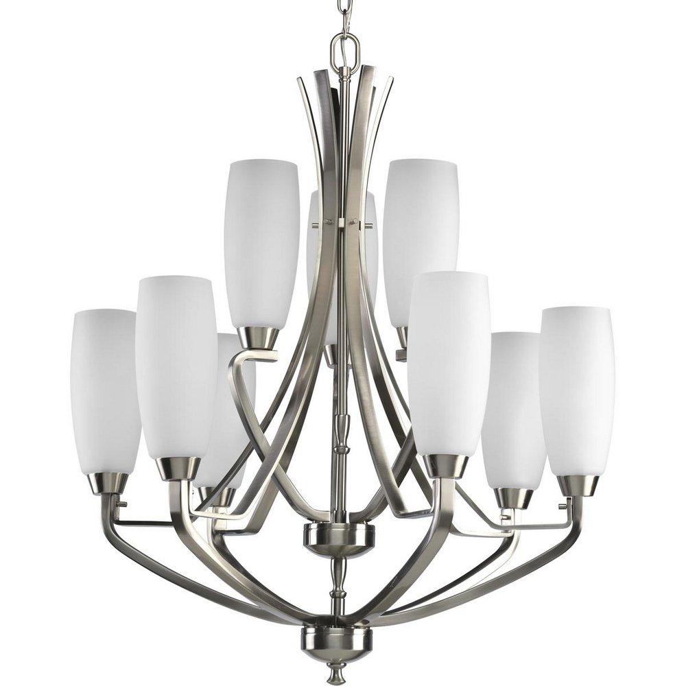 Progress Lighting Wisten 9 Light 540W Candelabra Chandelier Brushed Nickel