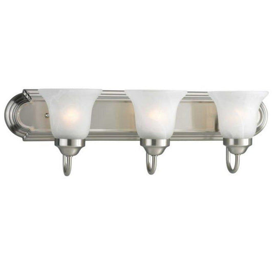 Progress Lighting Alabaster Glass 100W 3-Light Vanity Fixture in Brushed Nickel
