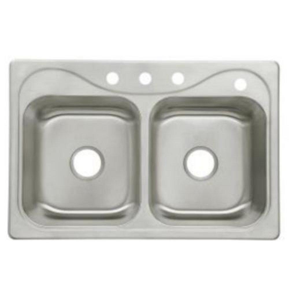 Sterling Southhaven® 33 in. Drop-in Stainless Steel Double Bowl Kitchen Sink in Satin Stainless Steel