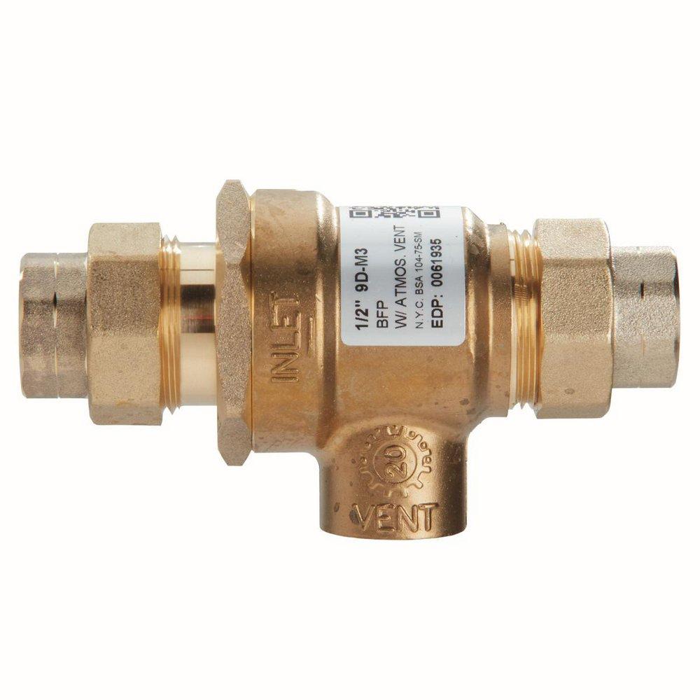 Watts Series 9D 1/2 in Brass Union Double Check Valve with Strainer