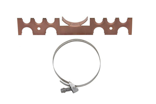 1-1/2 in. x 9-1/2 in. Copper Bonded Steel Pipe Support Bracket with 1/2 in. and 3/4 in. Notches and 4 in.Stainless Steel Band