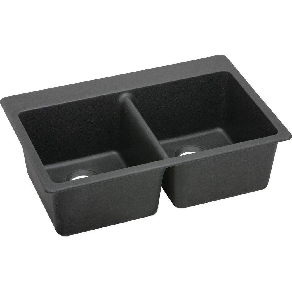 Elkay Quartz Classic® 33 in. Drop-in Composite Double Bowl Kitchen Sink in Black