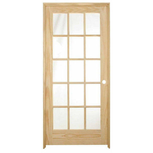 36 in x 80 in 15 Lite Pine Prehung Interior Door