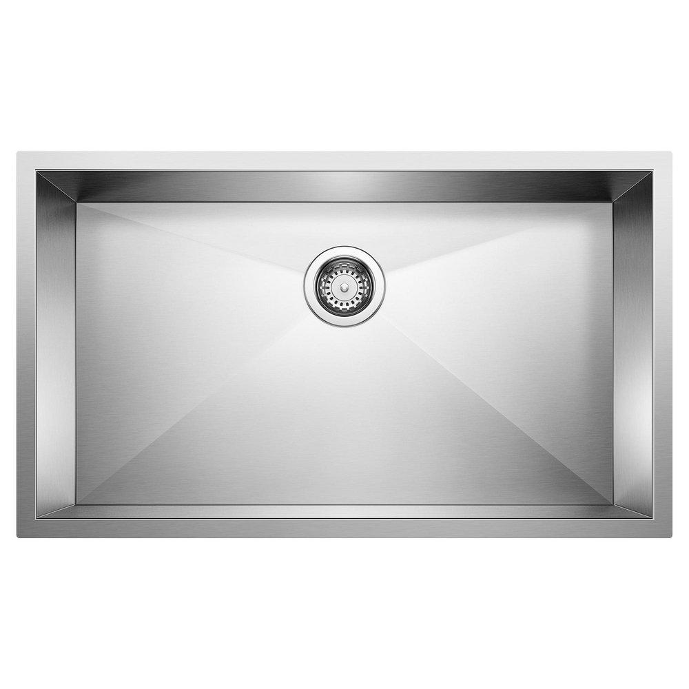 BLANCO Precision 32 in. Undermount Stainless Steel Single Bowl Kitchen Sink in Polished Satin