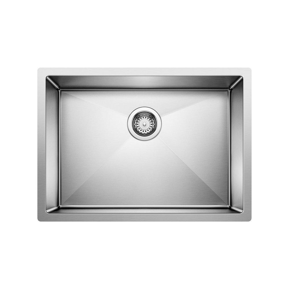 BLANCO Precision 25 in. Undermount Stainless Steel Single Bowl Kitchen Sink in Polished Satin