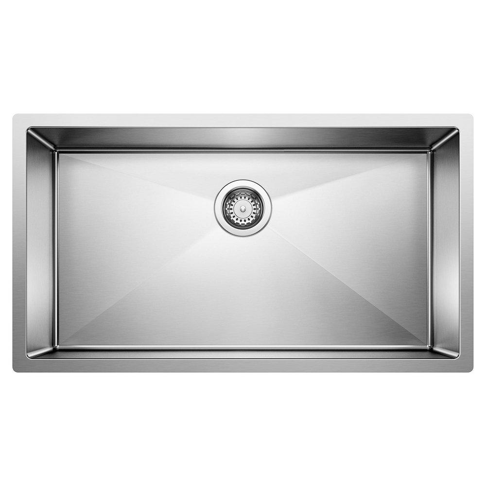 BLANCO Precision 32 in. Undermount Stainless Steel Single Bowl Kitchen Sink in Polished Satin