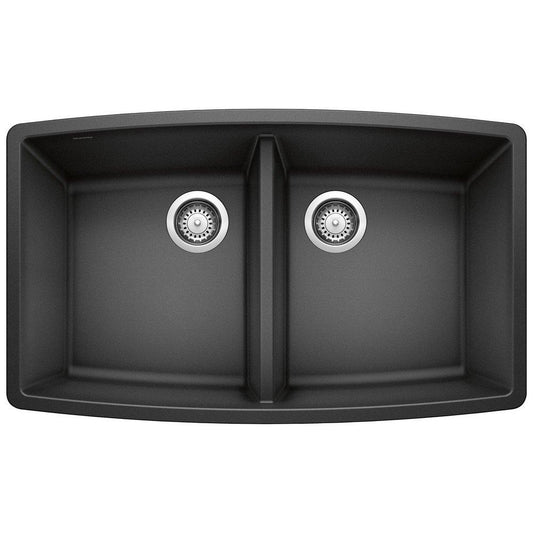 BLANCO Performa 33 in. Undermount Silgranit Double Bowl Kitchen Sink in Anthracite