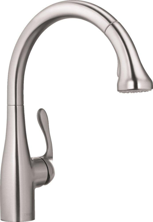 Hansgrohe Allegro E Single Handle Pull Down Bar Faucet in Steel Optik