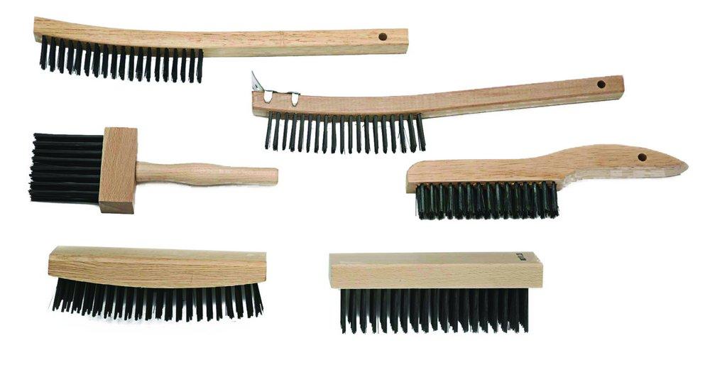 Metal Bent Handle Scratch Brush with Scraper
