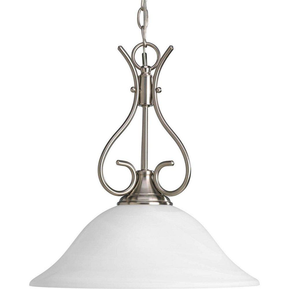 Progress Lighting Alabaster Glass 1-Light Pendant in Brushed Nickel