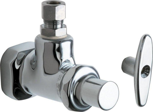 Chicago Faucets 1013 Series 1/2 x 3/8 in. FNPT x OD Compression T-handle Angle Supply Stop Valve in Polished Chrome