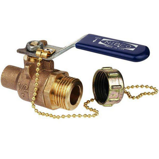 NIBCO S-585-70-66-HC 3/4 in. DZR Bronze Full Port Solder x Hose 600# Ball Valve