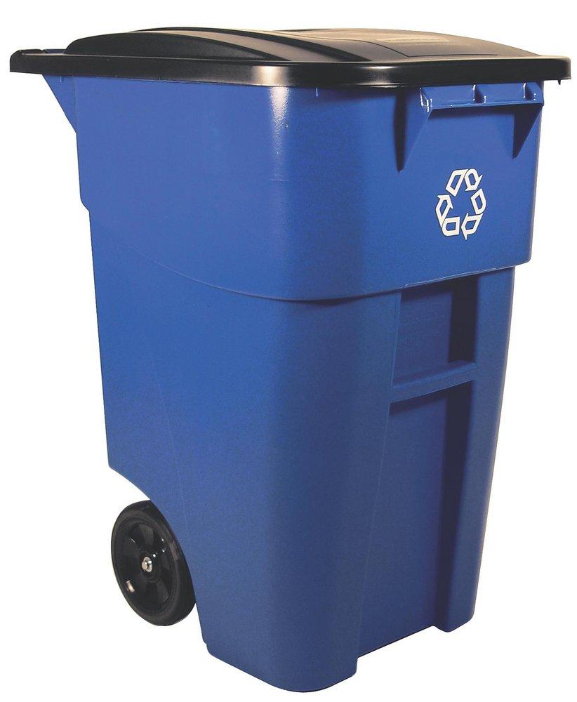 Rubbermaid Brute® 50 gal Recycled Rollout Container with Lid in Blue