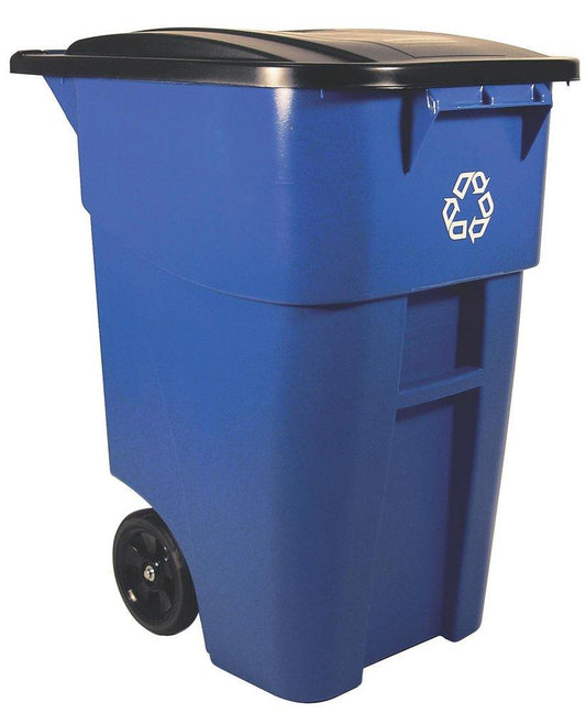 Rubbermaid Brute® 50 gal Recycled Rollout Container with Lid in Blue