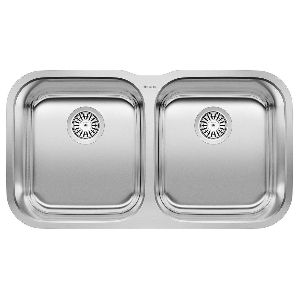 BLANCO Stellar 33-3/8 in. Undermount Stainless Steel Double Bowl Kitchen Sink