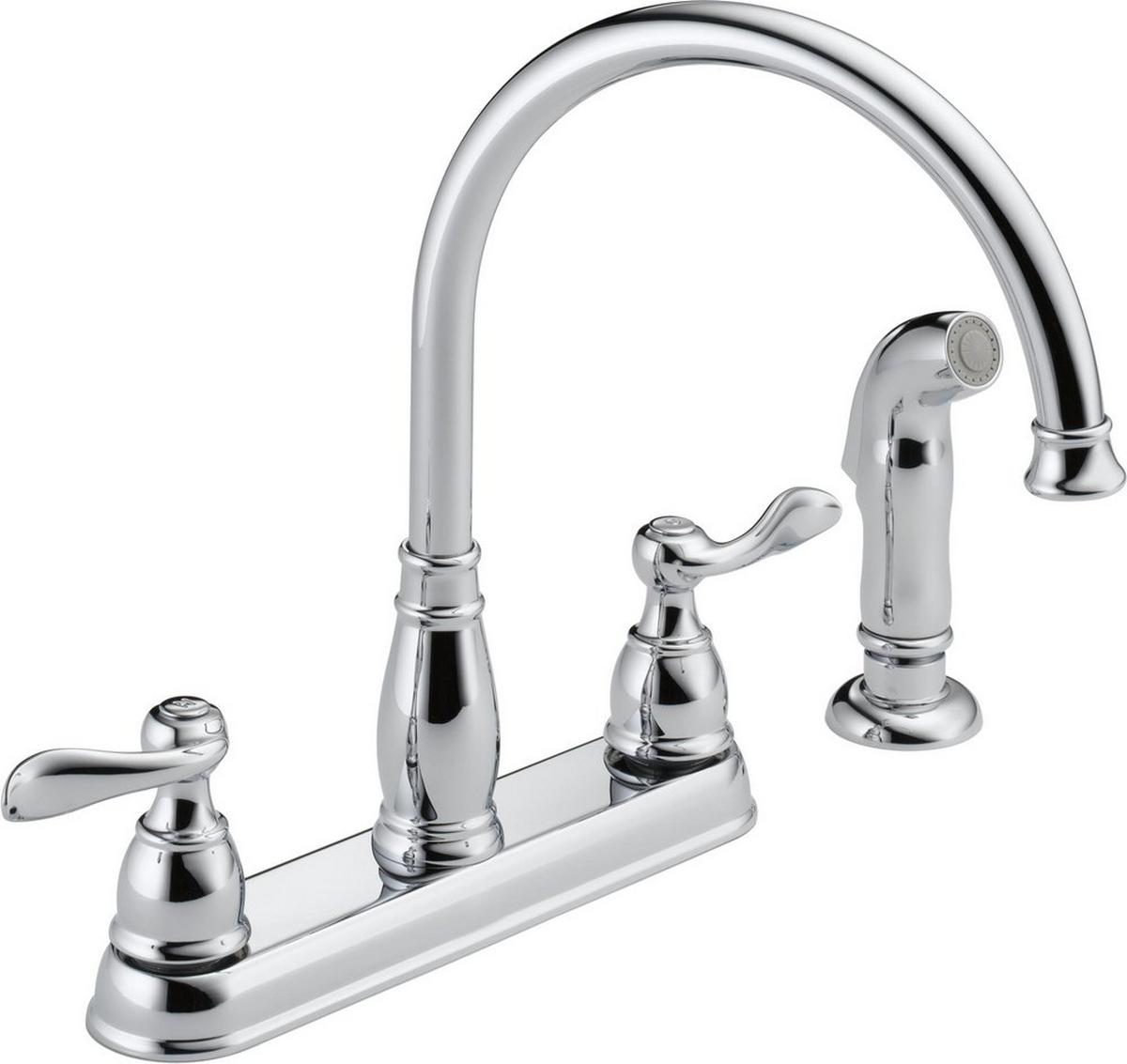 Delta Faucet Windemere® Two Handle Kitchen Faucet with Side Spray in Chrome