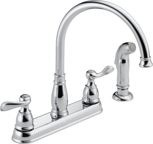 Delta Faucet Windemere® Two Handle Kitchen Faucet with Side Spray in Chrome