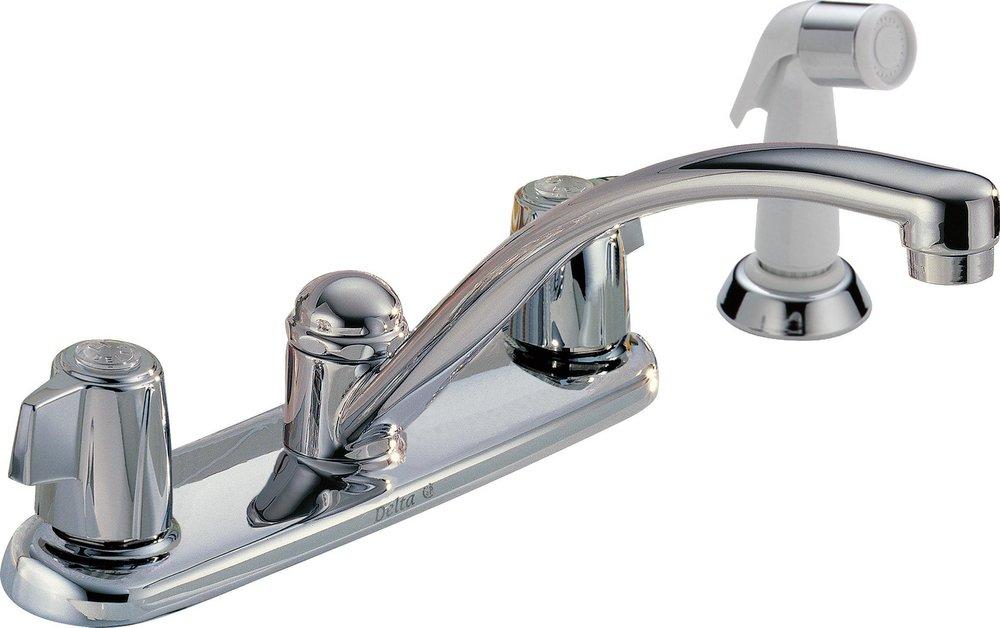 Delta Faucet Classic Two Handle Kitchen Faucet with Side Spray in Chrome
