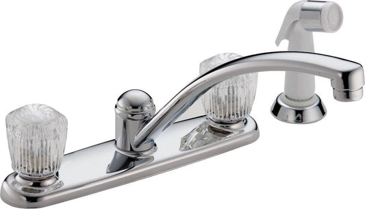 Delta Faucet Classic Two Handle Kitchen Faucet with Side Spray in Chrome