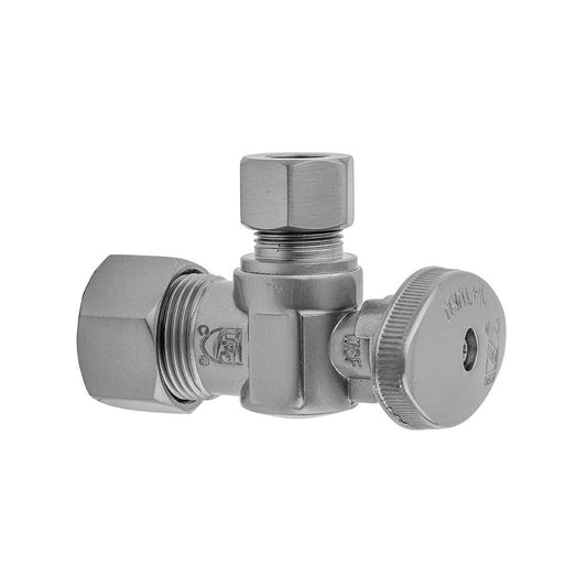 JACLO 621-8 5/8 x 3/8 in. OD Compression x OD Tube Oval Angle Supply Stop Valve in Satin Nickel