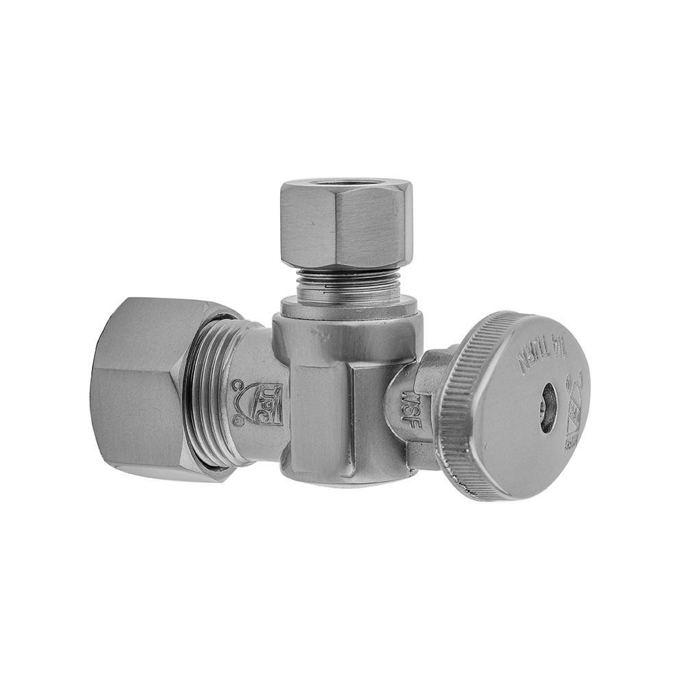 JACLO 621-8 5/8 x 3/8 in. OD Compression x OD Tube Oval Angle Supply Stop Valve in Satin Nickel